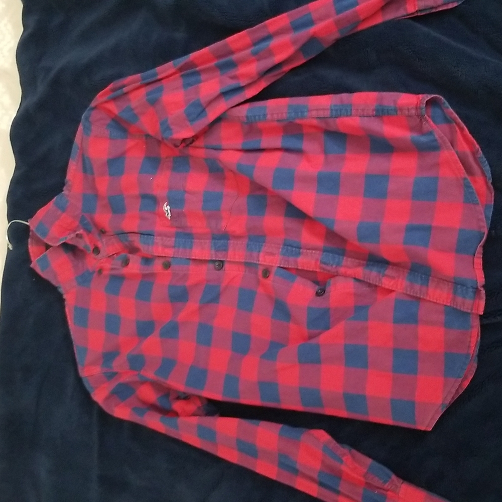 Hollister red & blue checker twill shirt